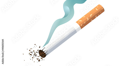 Cigarette Butt with Long Shadow Sign Illustration for Health Awareness Poster Design