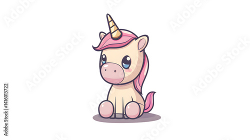 Charming Cute Baby Unicorn Character Doodle Illustration for Fantasy and Childhood Designs