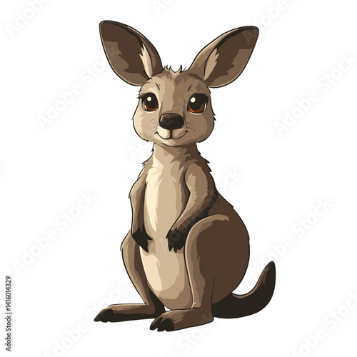 Kangaroo profile illustration featuring a simple, flat cartoon design capturing the essence of Australian wildlife artistry