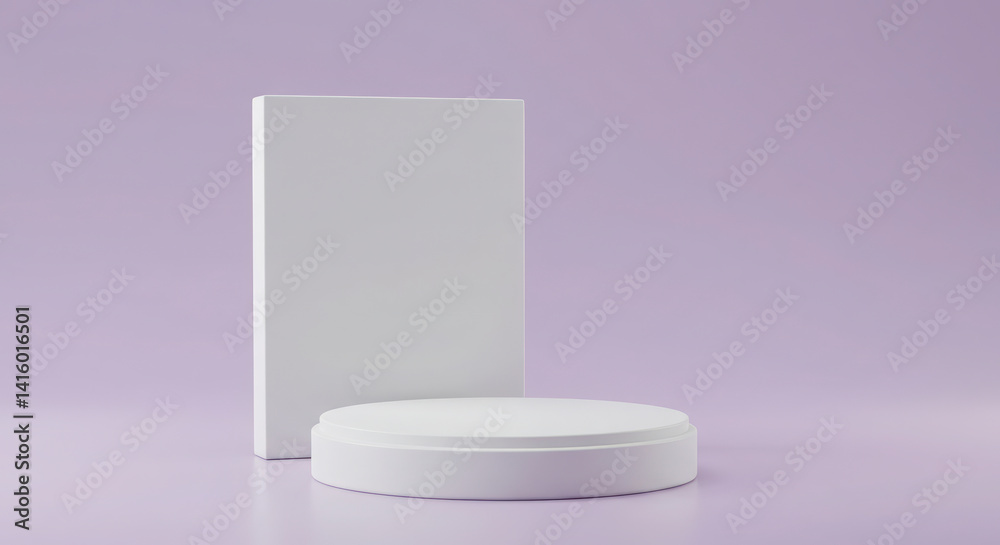 Minimalist White Podium Display Stand 3D Render for Product Showcase Mockups