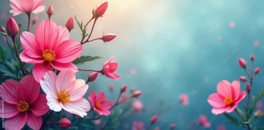 Bright Floral Bloom Background , spring theme, vibrant greenery Bright Floral Bloom Background , spring theme, vibrant greenery