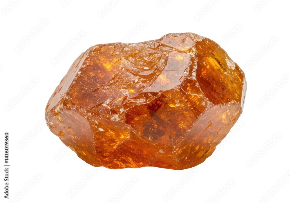 Raw spessartine garnet gemstone mineral specimen isolated on white background Raw spessartine garnet gemstone mineral specimen isolated on white background