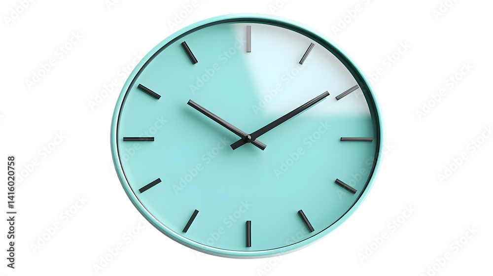 Modern Minimalist Wall Clock with Teal Face and Black Hands Ideal for Home Decor or Office Set Modern Minimalist Wall Clock with Teal Face and Black Hands Ideal for Home Decor or Office Set
