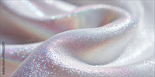 Abstract texture natural pastel color shimmering pearlescent texture. Folds of shiny fabric and waves