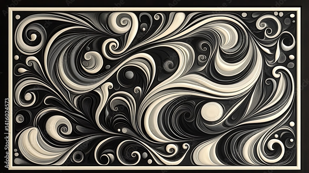 Abstract Black and White Swirling Pattern, Abstract black and white swirling pattern with intricate details and flowing curves Abstract Black and White Swirling Pattern, Abstract black and white swirling pattern with intricate details and flowing curves