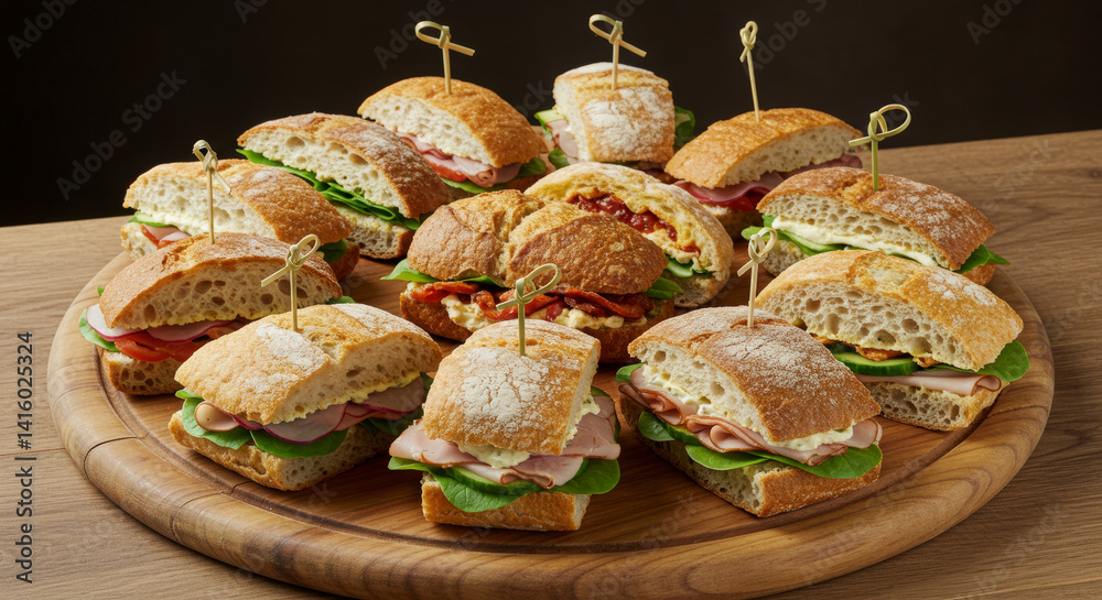 Assorted Sandwiches Platter Close-up Food Photography for Catering and Restaurant Menus