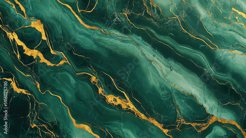 green marble with gold veins. natural pattern. abstract 3d illustration of marble surface for backgrounds, wallpapers, photo wallpapers, murals, posters