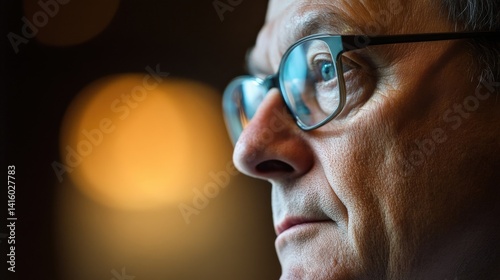 Highlighting the diplomats gentle demeanor this image captures a medium closeup of their face where the faint smile suggests a deep understanding and openness. The outoffocus background photo