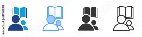 Accompanying Study icon set multiple style collection
