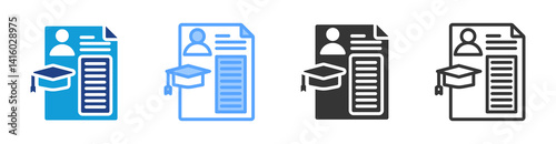 Curriculum icon set multiple style collection