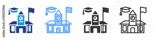 School icon set multiple style collection