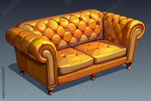 vector of Chesterfield sofa set isolated on transparent background. 3D rendering 3D visualization