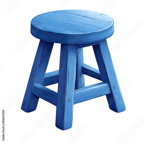 Minimalist Blue Wooden Stool with Rustic Texture on Black for Home Decor and Furniture Photography