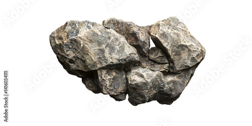 Rough Gray Rock Formation with Textured Surface on Black for Nature Geology and Outdoor Adventure Graphics