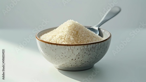 The bowl is pocelain filled with granulated sugar, Generative AI illustrations. photo