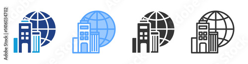Multinational Corporations icon set multiple style collection