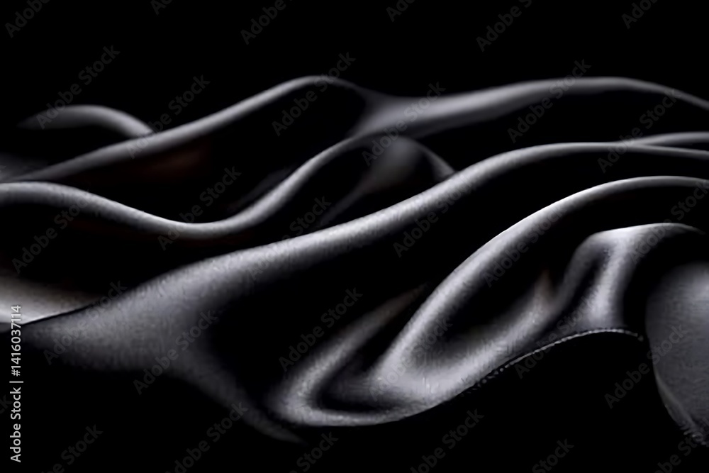 Fototapeta premium Black silk drapes, studio shot