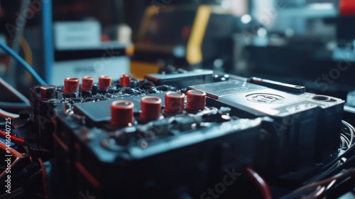 Damaged EV battery pack repair workshop
