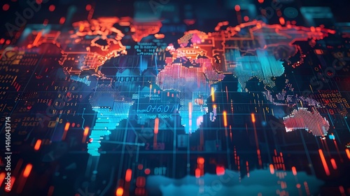 A world economic growth, Forex financial graph chart,market report on cash currency and finance Digital economy on dark background, Generative AI illustrations.