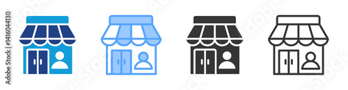 Physical Retailer icon set multiple style collection
