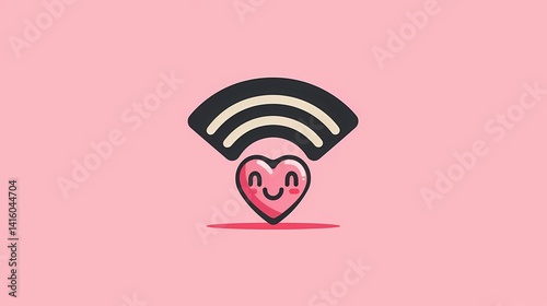 Obraz na płótnie A cute illustration featuring a WiFi signal with a heart, Generative AI illustrations. w salonie