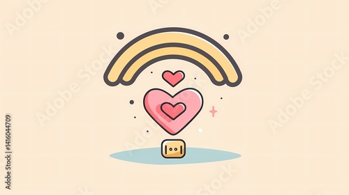Obraz na płótnie A cute illustration featuring a WiFi signal with a heart, Generative AI illustrations. w salonie