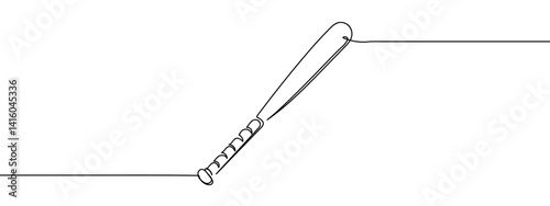 continuous line baseball bat line art vector illustration with background editable stroke.