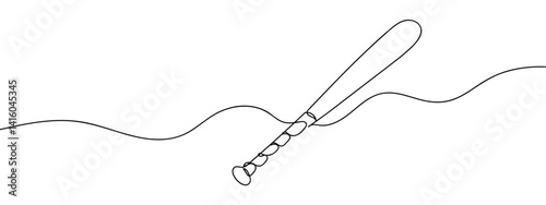 continuous line baseball bat line art vector illustration with background editable stroke.