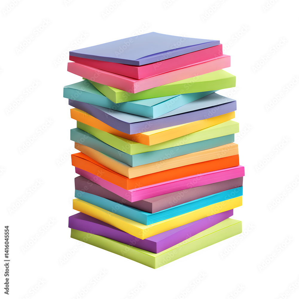 A vibrant stack of colorful sticky notes perfect for office organization and reminders A vibrant stack of colorful sticky notes perfect for office organization and reminders