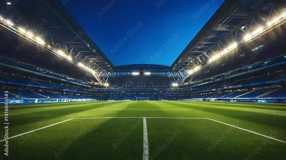 custom made wallpaper toronto digitalVivid soccer field view beneath bright stadium lights, ready for the game to begin. Empty seats surround the well-maintained pitch