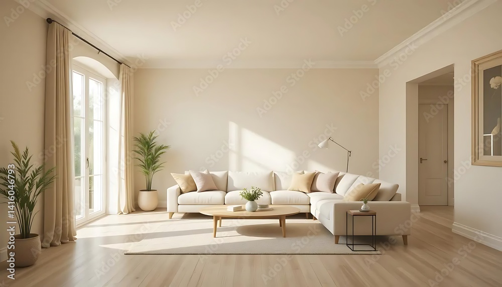 Sun-Drenched Sanctuary: A Minimalist Living Room with Neutral Palette