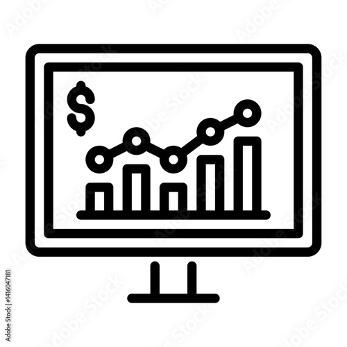 financial report outline icon. data statistic black line illustration.