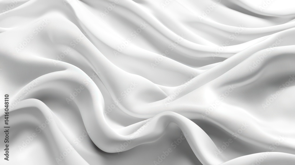 Obraz premium White silk fabric drapes, studio shot, smooth waves, elegant background, textile design