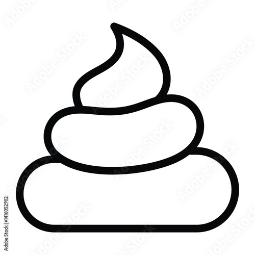 Poop emoji vector icon. Funny cartoon doodle style feces symbol in black outline. Isolated on white background.