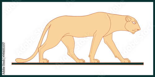 Prowling Cougar Silhouette: This illustration depicts a graceful cougar in a side profile, captured in a minimalist art style. A sleek representation of a majestic wildcat.