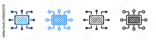 Microfabricration icon set multiple style collection