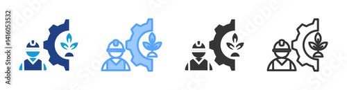 Environmental Engineering icon set multiple style collection