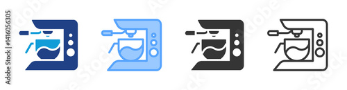 Coffee Machine icon set multiple style collection