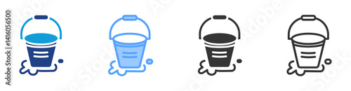 Bucket icon set multiple style collection
