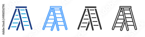 Stepladder icon set multiple style collection