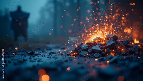 Efficient earthquake emergency broadcast system employs integrated digital platforms and rapid communication networks to deliver timely warnings and critical information during crises in  Photo Stock  photo