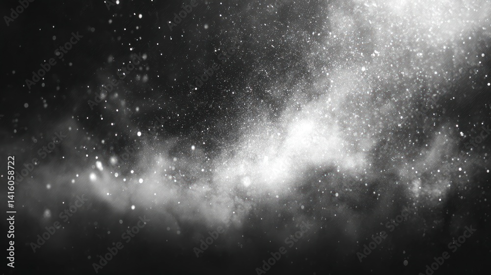 Fototapeta premium Abstract Black and White Particles Dust Clouds Effect Background