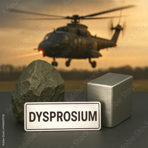 Rare Earth Element, Dysprosium Metal and Mineral Sample, critical for military defense systems