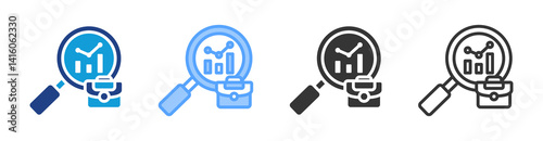 Job Analysis icon set multiple style collection