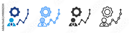 Performance Employee icon set multiple style collection
