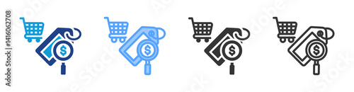 Market Pricing icon set multiple style collection