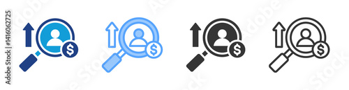 Wage Survey icon set multiple style collection