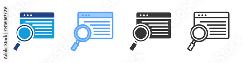 Information Search icon set multiple style collection