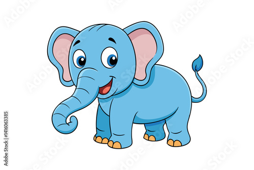 Adorable cartoon blue elephant ready for coloring, featuring a sweet and joyful look, perfect for educational fun