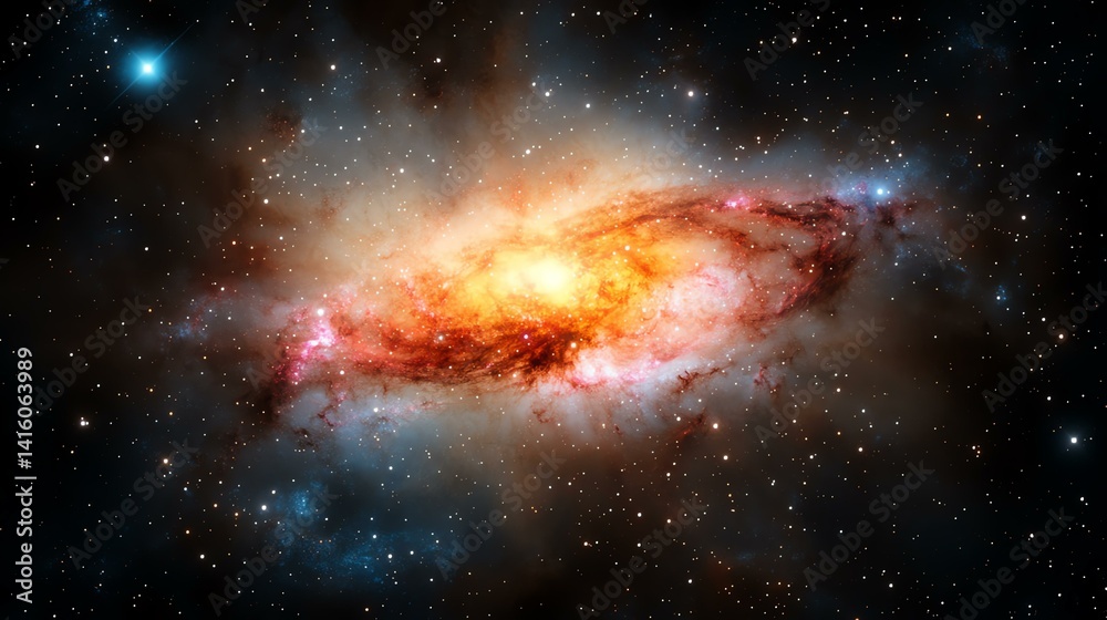 Fototapeta premium Stunning view of a colorful spiral galaxy.